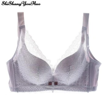 

Lace Plus Size Thin Cup Bra Fat Breasted Female Push Up brassiere femme Sexy Bralette Lingerie Wireless Bra Bh