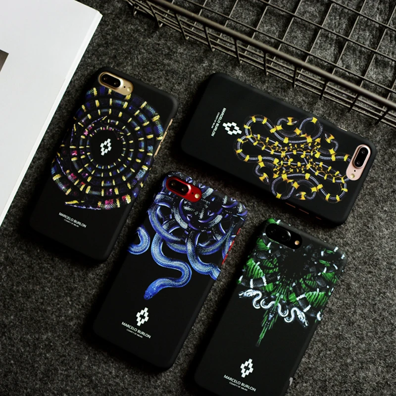 

Luxury Fashion Marcelo hard plastic cover case for 6 6S plus 7 7plus 8 8plus X animal multicolor snake Crane phone cases capa