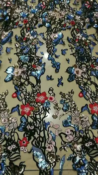 

Special 5 yards African NET Lace with sequins Bridal Tulle lace Fabric hot sale BZL-6413 embroider net Lace Nigeria lace fabric
