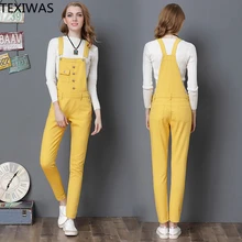 TEXIWAS, Модный женский комбинезон ярких цветов, тонкий комбидресс, женские повседневные джинсовые комбинезоны, карманы, джинсы, штаны, комбинезоны, весна