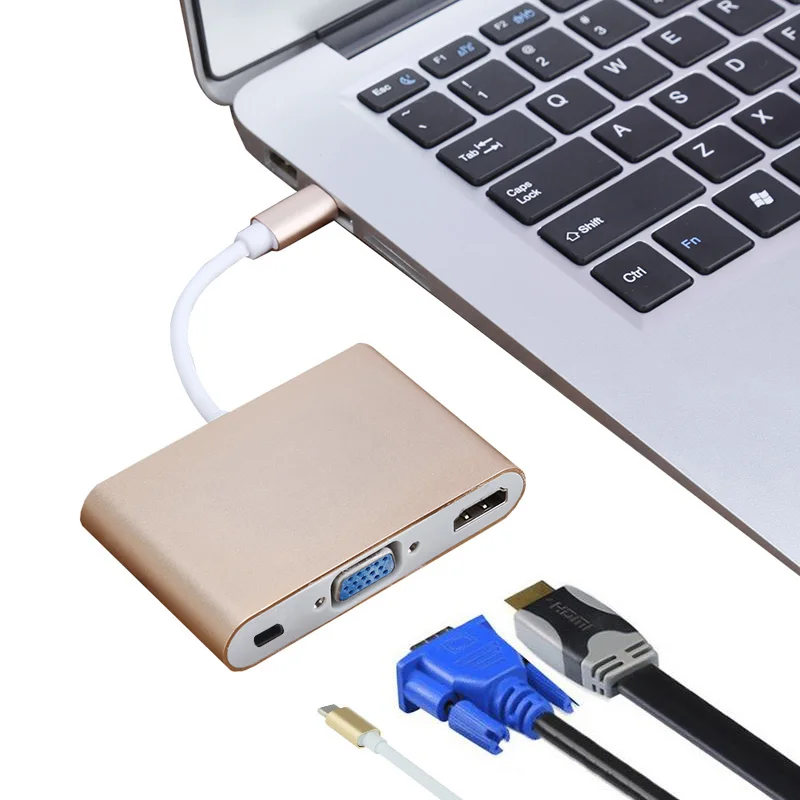 NEW High Quality USB 3.1 Type C to HDMI VGA Charging Adapter Mirroring