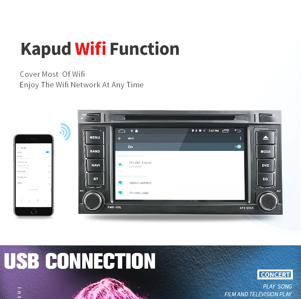Clearance Kapud Car DVD Player with Buttons Touch Screen Stereo GPS Navi For Volkswagen Touarg with BT/MIC/DAB/OBD/Mirror Link 4