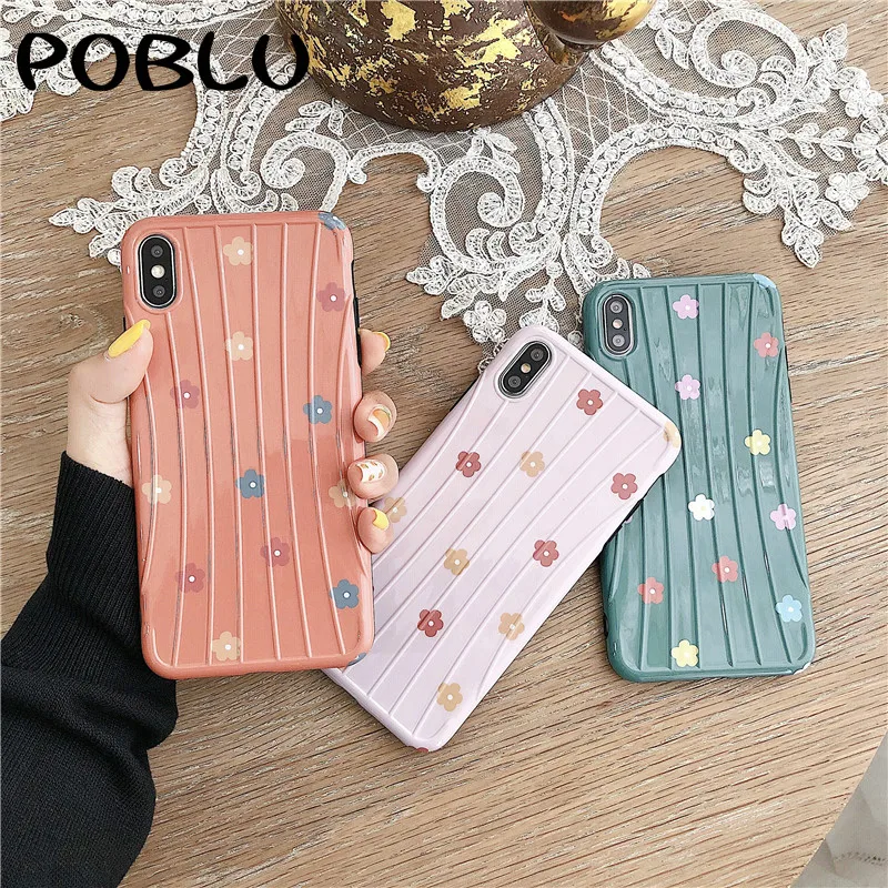 POBLU Чехлы в Корейском стиле с цветочным рисунком для iphone XS Max XR 6s 7 8 Plus 3D чехол из