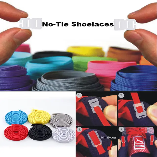 Elastic No Tie Shoelaces Sports Trainer Running Athletic Sneaks Shoe laces DIYin Shoelaces from