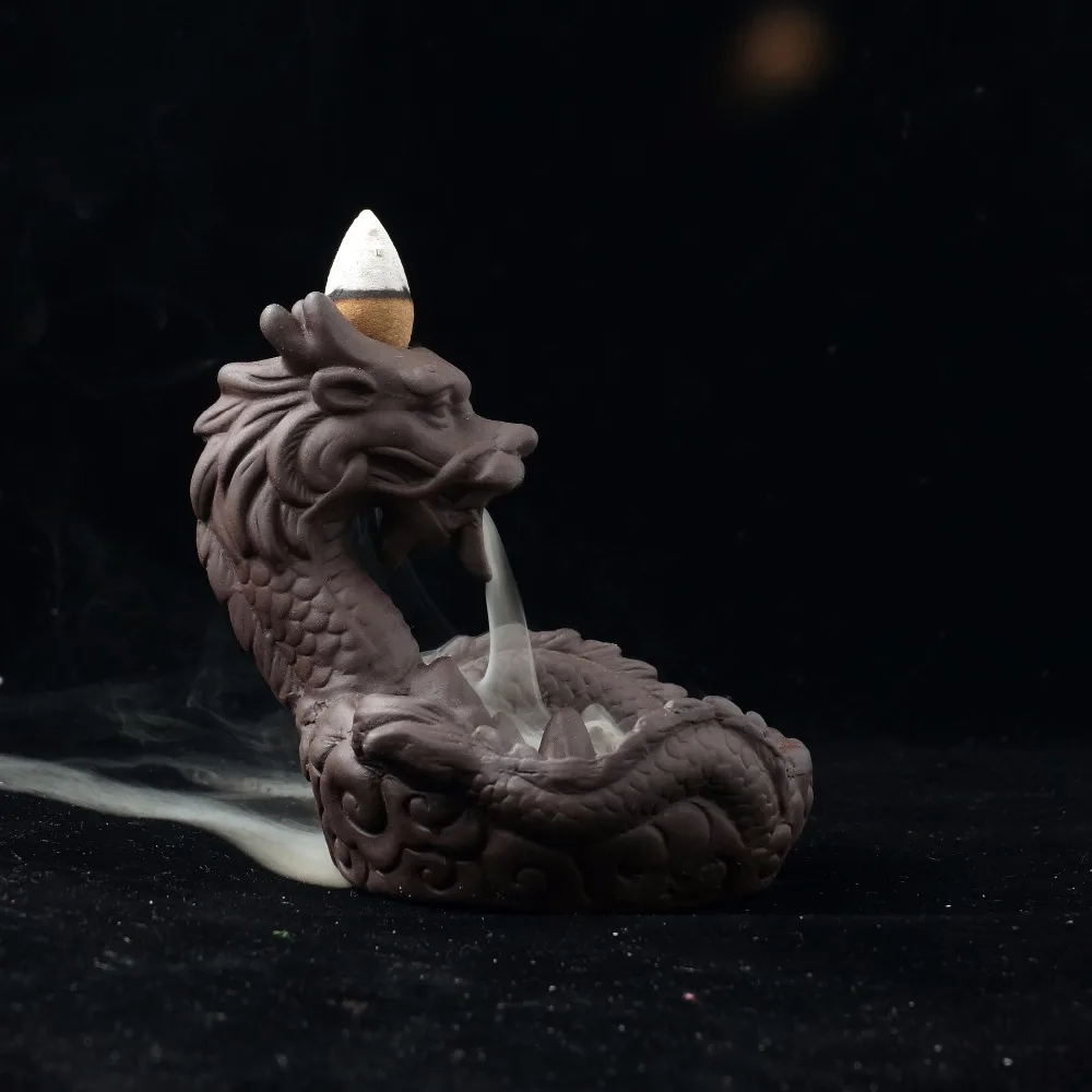 Дракон курильница статуя обратная горелка сандаловое дерево благовония база домашний декор