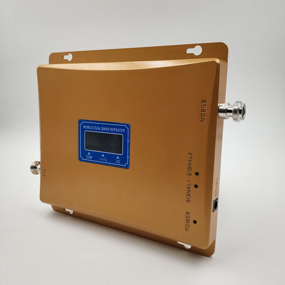 70dB Dual Band Booster 2G GSM 900MHz 3G UMTS WCDMA 2100MHz Cellular Cell Phone Repeater Mobile Signal Amplifier with LCD Display