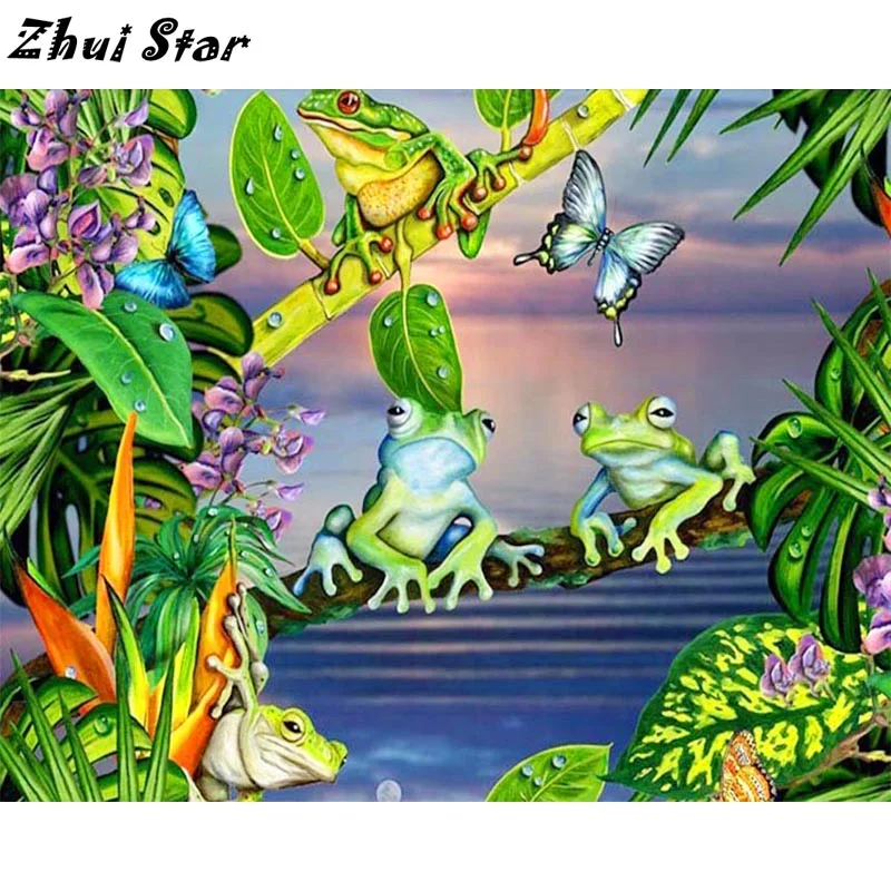 

NEW Full Square Diamond 5D DIY Diamond Painting Frog Butterfly Embroidery Cross Stitch Rhinestone Mosaic Painting FC1438