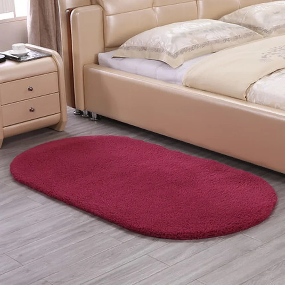 High Quality Cashmere Red Oval Carpet Bedside Blanket Pad High Density Thicken Rugs Doormat