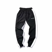 Повседневная Вышивка письмо женский эластичный пояс свободные брюки Мужской Лето Tide хип-хоп Досуг бегунов треники мужские