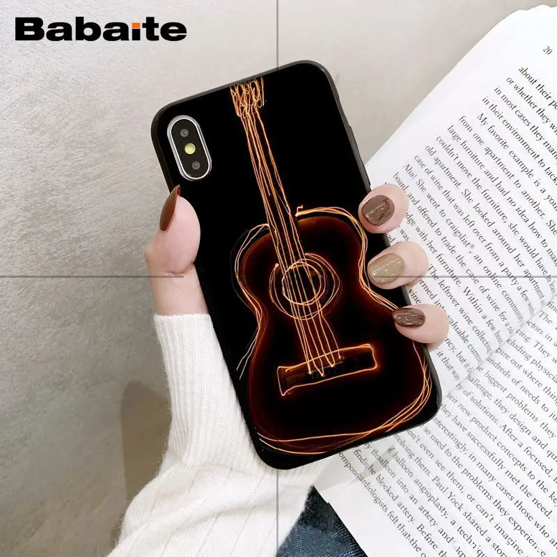Babaita гитара Музыка черный мягкий чехол для телефона iPhone 8 7 6 6S Plus 5 5S SE XR X XS MAX Coque Shell 11 11pro 11promax