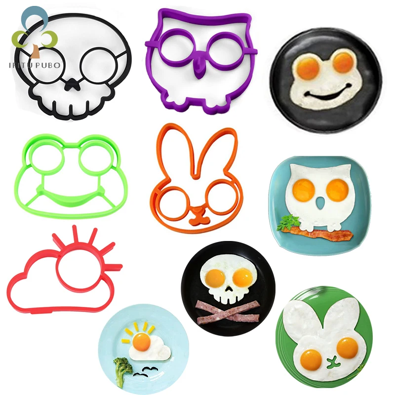 

Non-stick Silicone Fried Egg Mold Frog Owl Rabbit Skull Sunny Shaped Omelette Mould Cooking Tools Kitchen Tools RQX