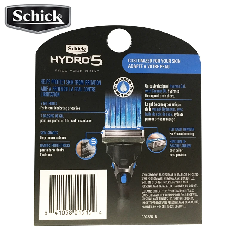 Новинка, набор лезвий для бритья Schick Hydro 5(9 лезвий+ 1 Бритва), лучший ручной набор бритв для мужчин