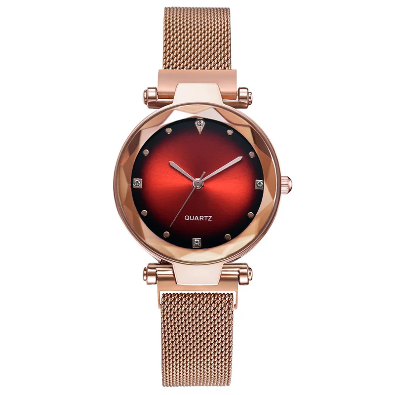 

Fashion Crystal Women Watches Rose Gold Female Starry Sky Dial Quartz Wrist Watch Montre Femme 2019 Rhinestone Ladies Watch Gift