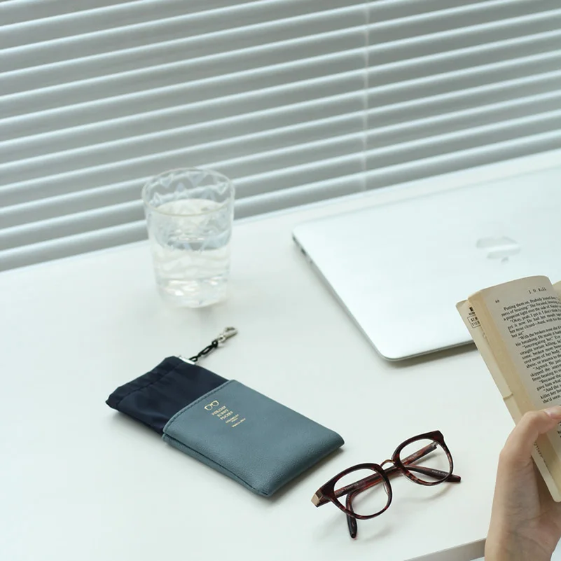 Leather Stitching Glasses Storage Bags Portable Travel Drawing Pocket Phone Polyester Organizers Glass Case Eyewear Accessories (4)
