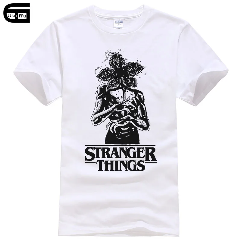 New Street Brand Stranger Things T Shirt Men Funny Strange Demogorgon T-shirt Summer Short Sleeve Print Tee Male Clothing T214 - Цвет: white