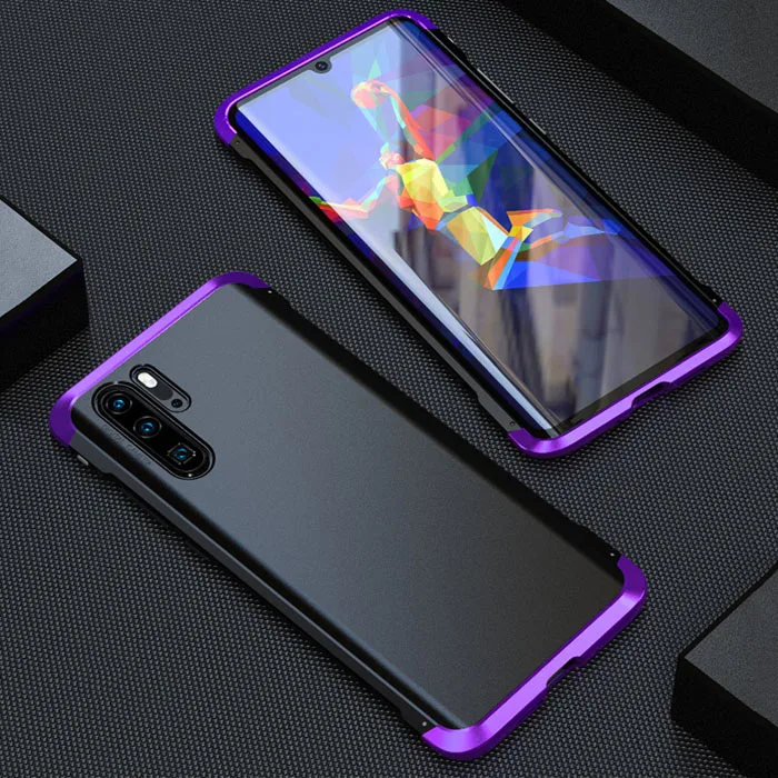 Для huawei P30 Pro Чехол Аксессуар Роскошный тонкий металлический алюминиевый сплав жесткая задняя панель из поликарбоната ударопрочный Броня чехол для телефона P30 - Цвет: Black Purple