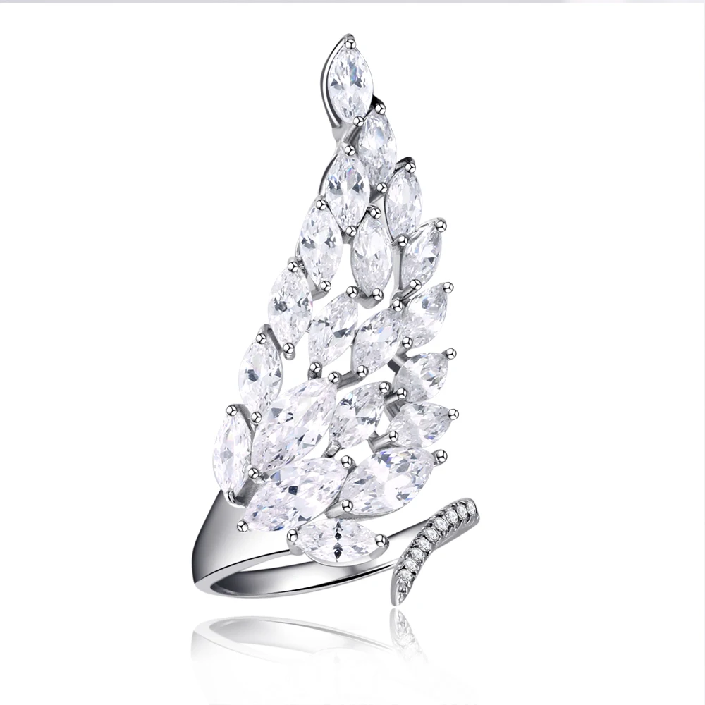 

2019 Fashion Flower Crystal Engagement Ring Design Lady Hot Sale Silver Zircon Cubic Elegant Ring Dance Party Jewelry R117
