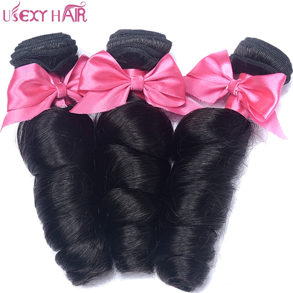 USEXY HAIR Loose wave Bundles with Closure Remy Human Hair Bundles With Lace Frontal Closure Malaysian Hair Bundles With Closure