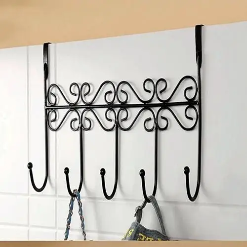 

5 Hooks Door Bathroom Hanger Bag Hat Towel Hanging Rack Coat Clothes Holder