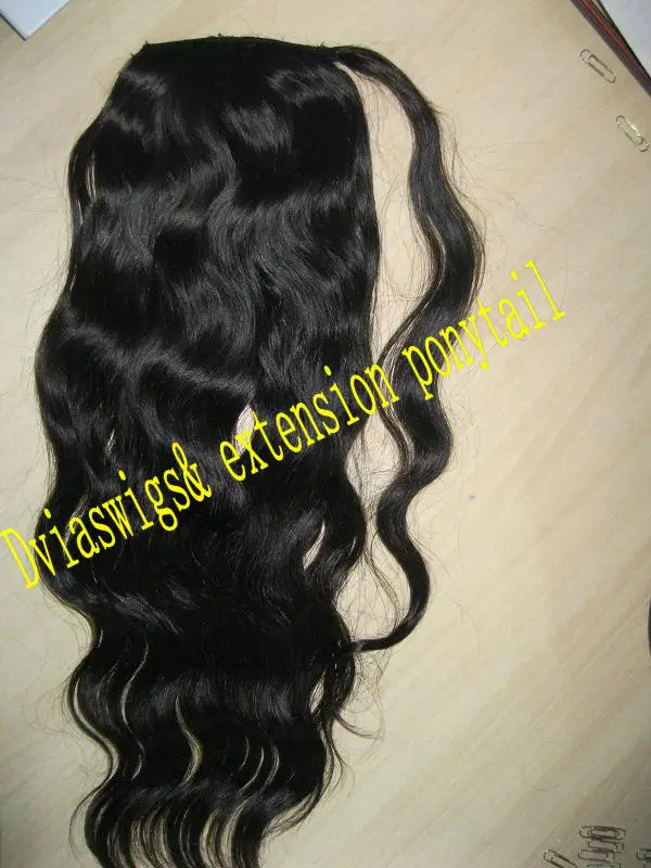 Wrap Around Wet And Wavy Human Hair Ponytail Hairpiece Clip In