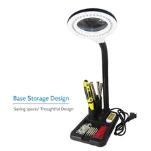 Lámpara de escritorio con lupa profesional, 5X/10X, luz LED de lectura, de mesa, AC110-220V, 6W
