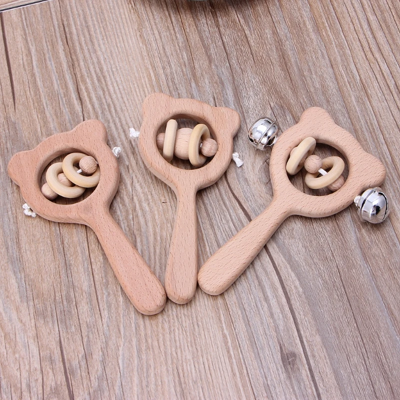 wooden rattle teether