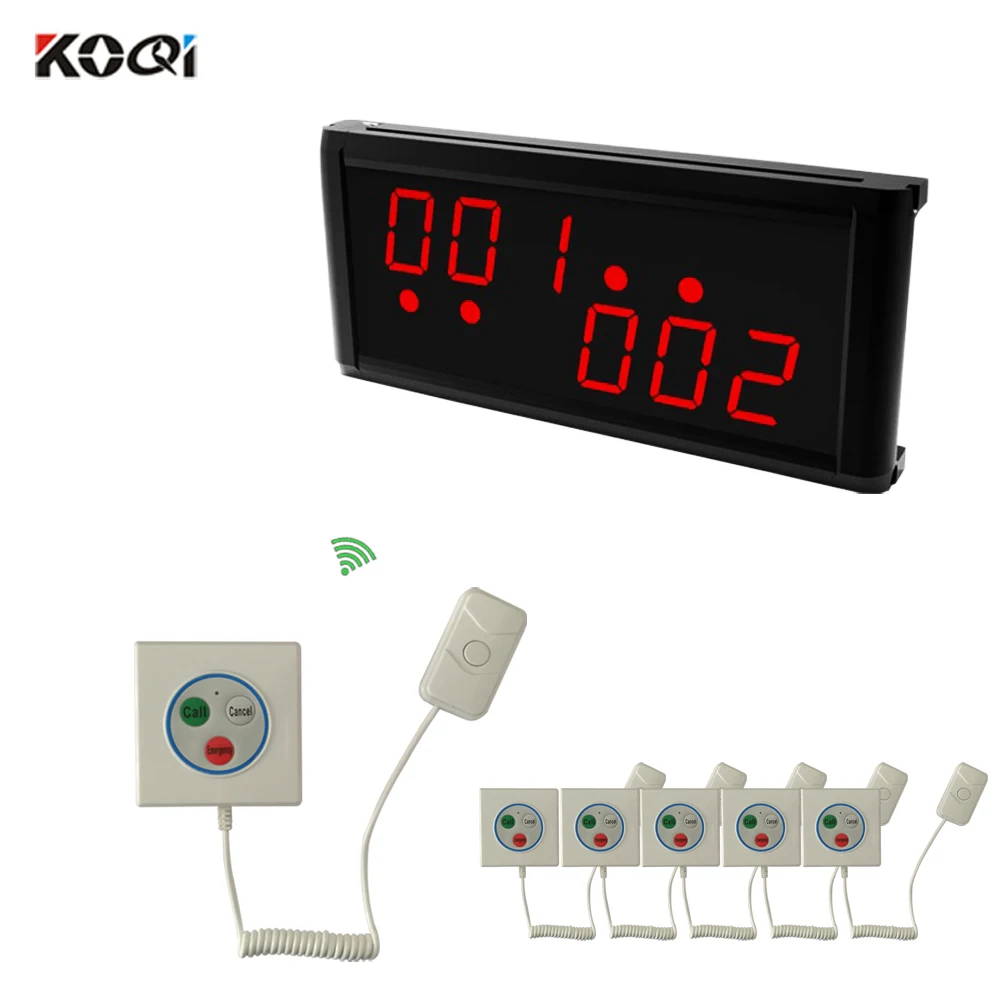 Hospital Nurse Call System of 1 big size LCD display 6 multi-button emergency Panic Alarm System Pagers Wireless