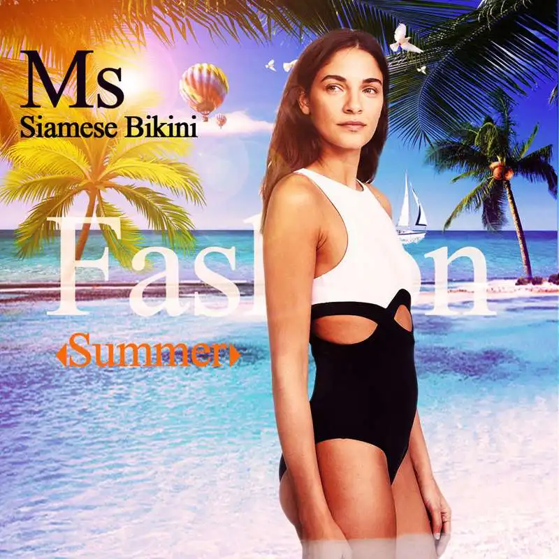 2018 fashion summer Europe and the United States retro ladies bikini Bikini black and white mixed colors swimsuit swimsuit