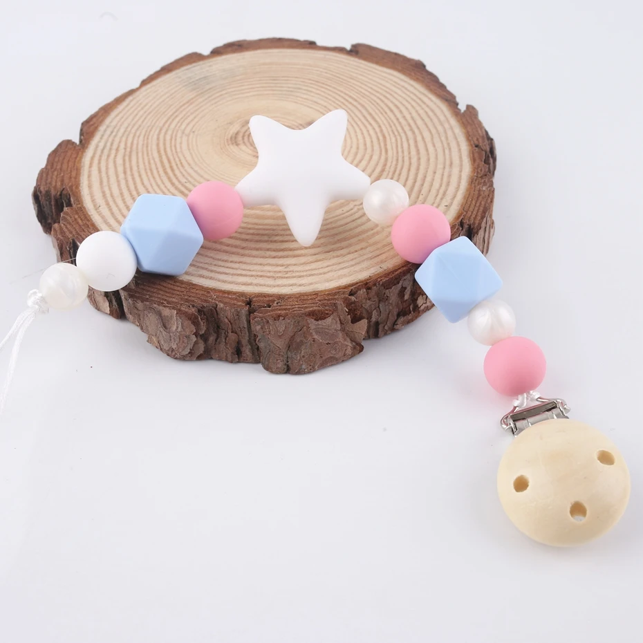 Buy Let's Make Silicone Teether Wooden Pacifier Clip