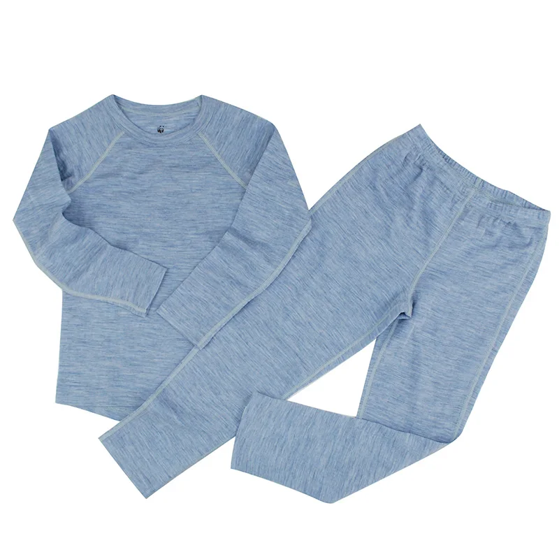  Merino wool kids' base layer thermal underwear set sports long johns baby girl clothes boys top and