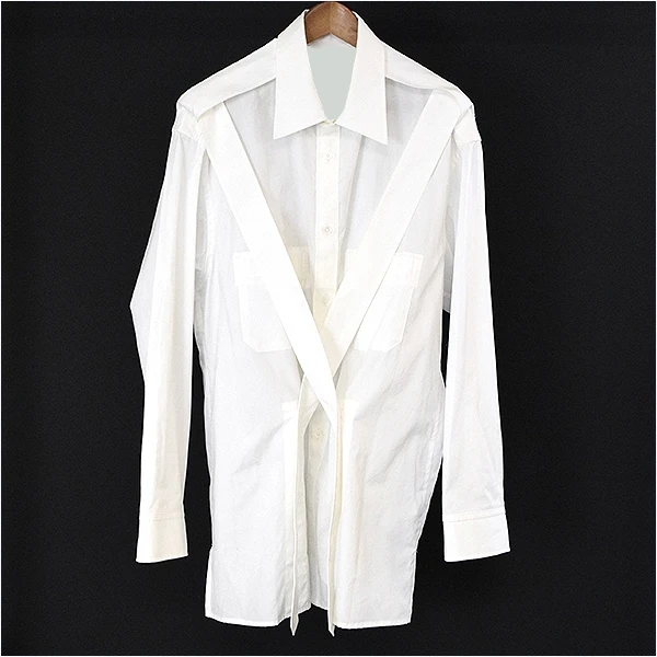 Fashionable men's shirt with woolen side straps for a show of custom-made cotton.    S-6XL!!