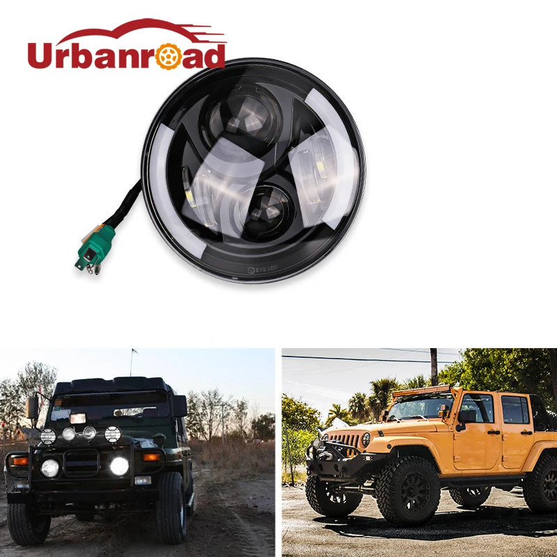 

Round Motorcycle Led Headlight 7 Inch Projector Led Headlamp Halo Angel Eye DRL Turn light For Jeep Harley 7 Inch Led Headlight