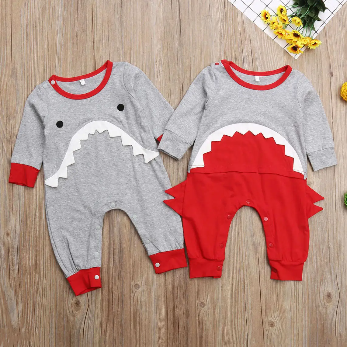 Babies Cotton Clothes Toddler Baby Boy Shark One piece Romper Jumpsuit