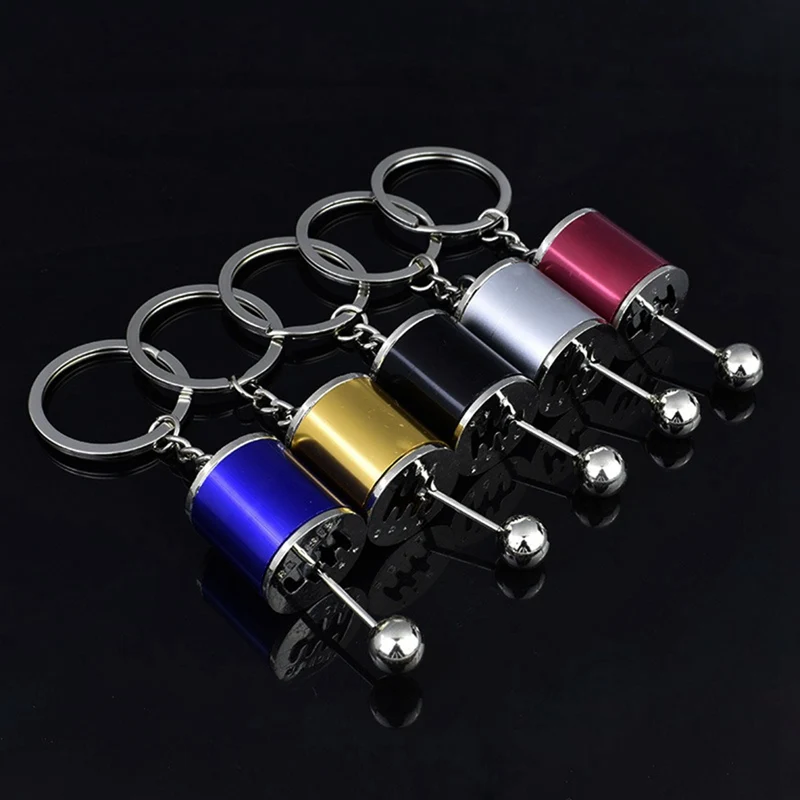 

Box Key Chain Key Rings Imitation 6 Speed Manual Car-styling Gear Knob Shift Stick Keychain Keyring Gift