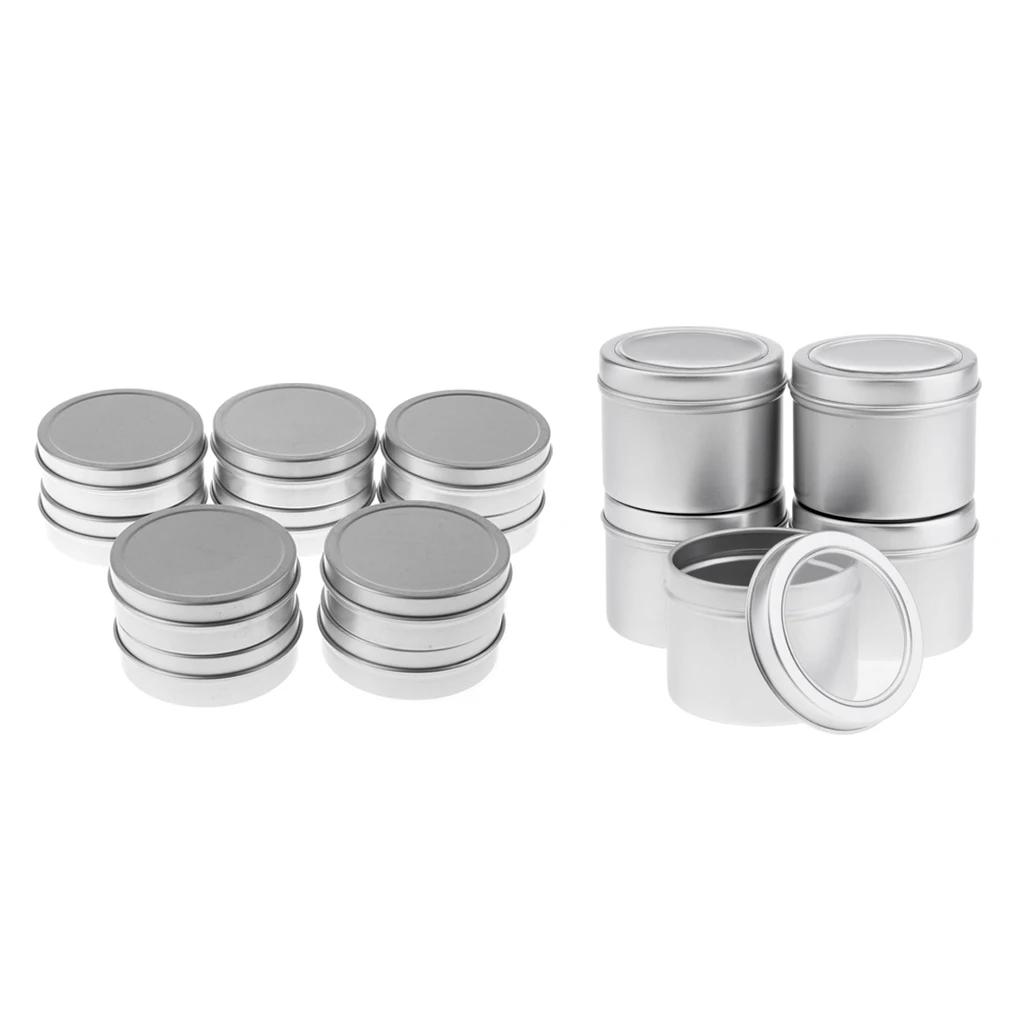 15x 60ml Round Aluminum Cream Empty Lip Balm Candles Containers Jars Tin Lid