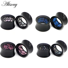 Alisouy 2 шт акриловые украшения для пирсинга, полые внутренние многоцветные штепсельные расширители для ушей, тоннели, пробки для ушей 8-30 мм