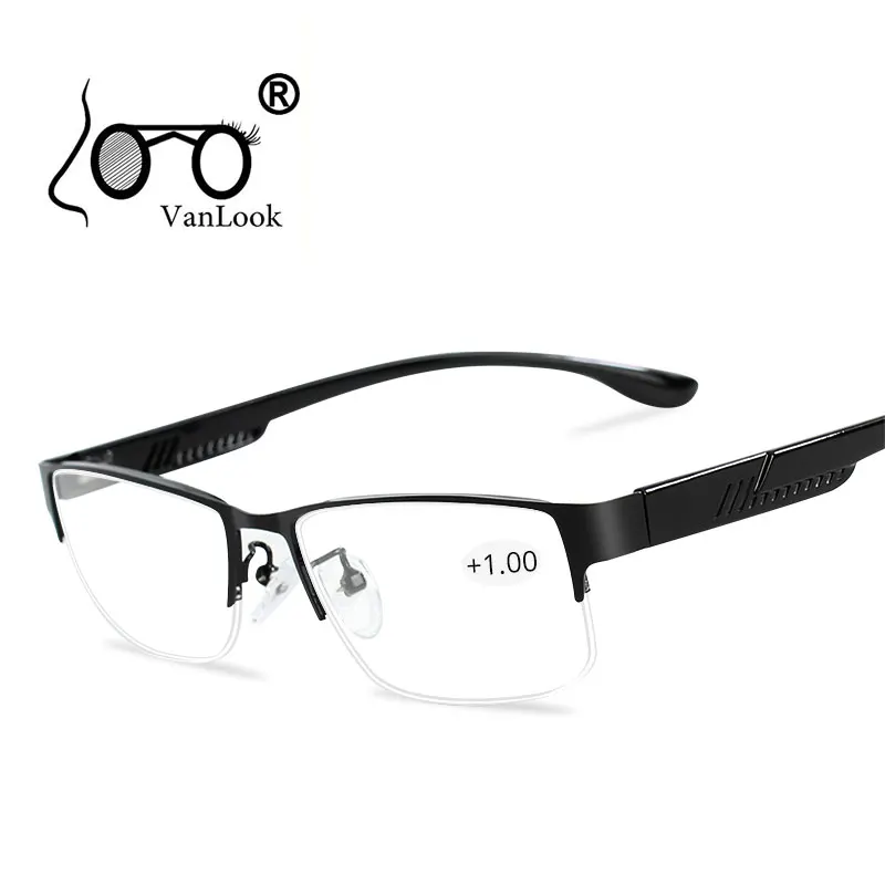 Gafas de Lectura para hombre, Gafas de visión, Gafas de Lectura para hombre, monturas para Gafas de hombre, medio montura + 1 + 1,5 2 2,5