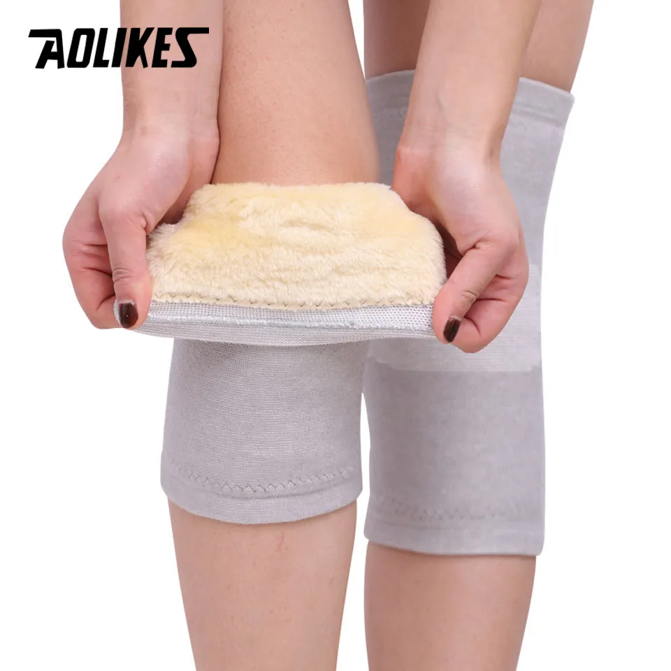 AOLIKES/1 пара наколенников с защитой от холода и золотым бархатом для предотвращения артрита, сохраняющие тепло, защита колена, дышащие уплотненные наколенники