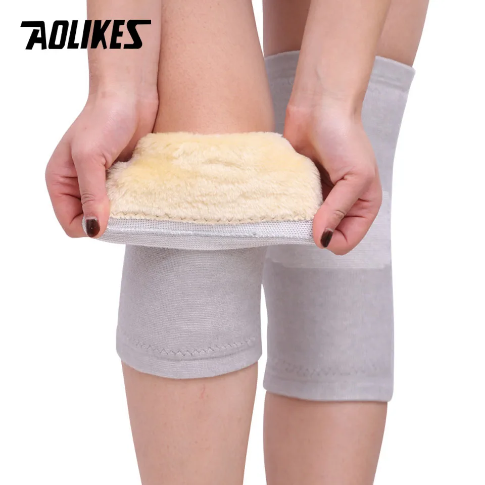 AOLIKES 1Pair Anti Cold Knee Pads Plus Gold Velvet Prevent Arthritis
