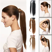 Ponytail Human Hair 100% Virgin Human Hair Extensions Clip In Ponytail Human Hair Wrap Around Horstail 10 Color Christmas Sale