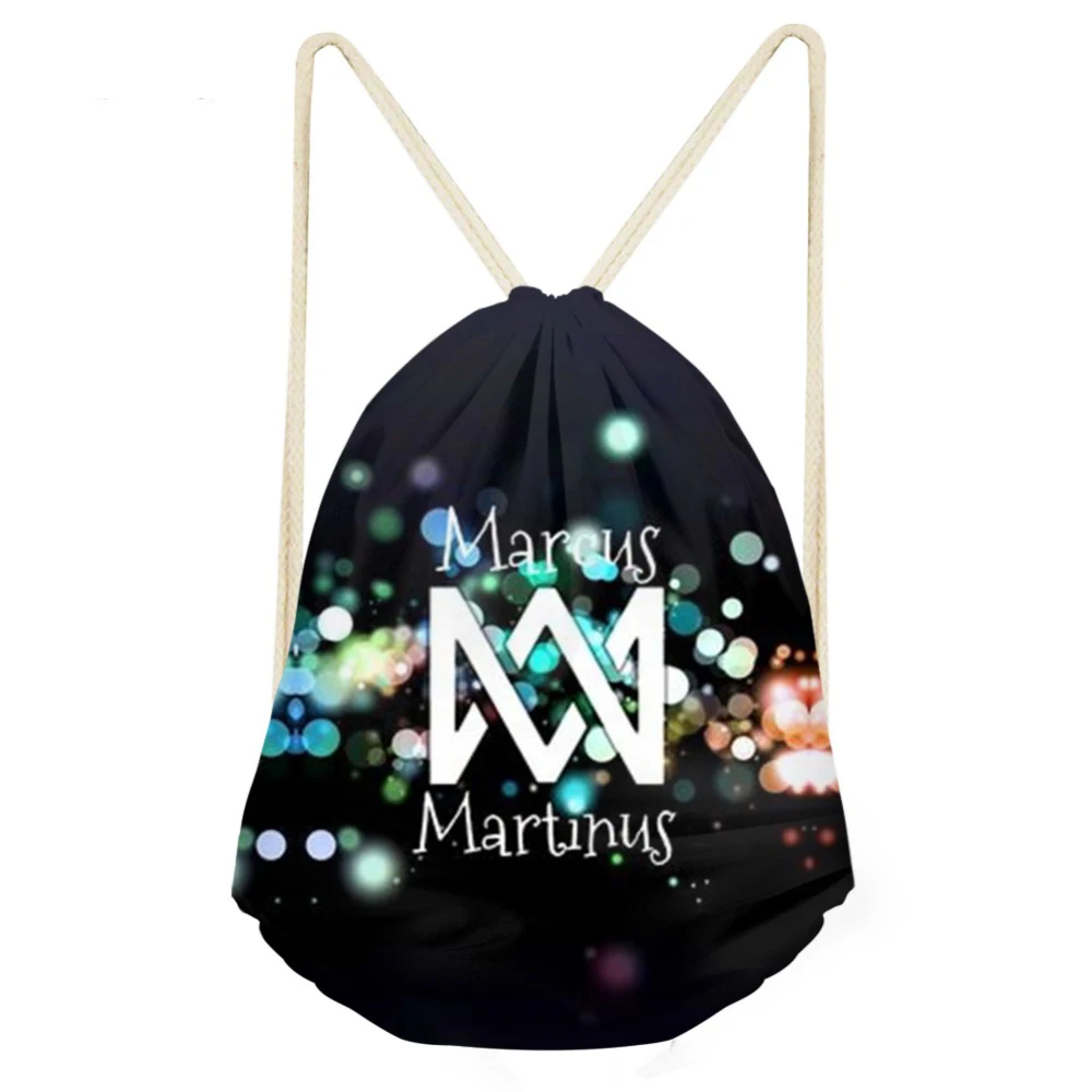 ThiKin Marcus and Martinus Logo Drawstring Bag Mochila Hip Hop Fans Fashion Storage Bag Women Backpack