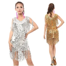 Обувь для девочек сексуальный Вечерний коктейль клуб Костюмы для латиноамериканских танцев Танцевальная Вечеринка платье с бахромой костюм 5 цветов