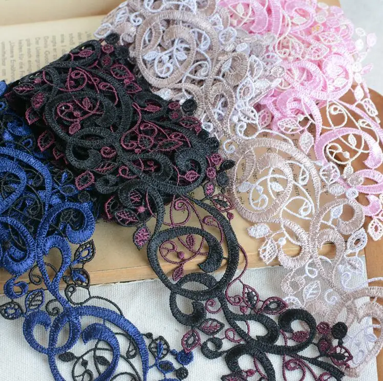 

1 Meter/lot Hot Sale Polyester Blue Pink Khaki Sewing Costume Craft Flower Lace Applique Novelty Design Venice Lace Trim 5cm