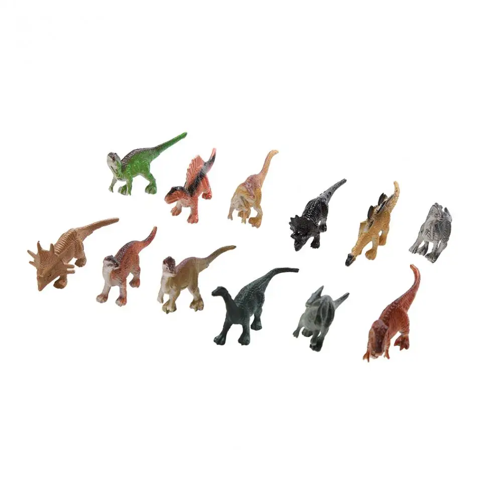 12 шт./компл. Мягкая Пластиковая Фигурка динозавра Яркая игрушка в виде дикого животного для маленьких детей, детская коллекция подарков, модель ящерицы, игрушка