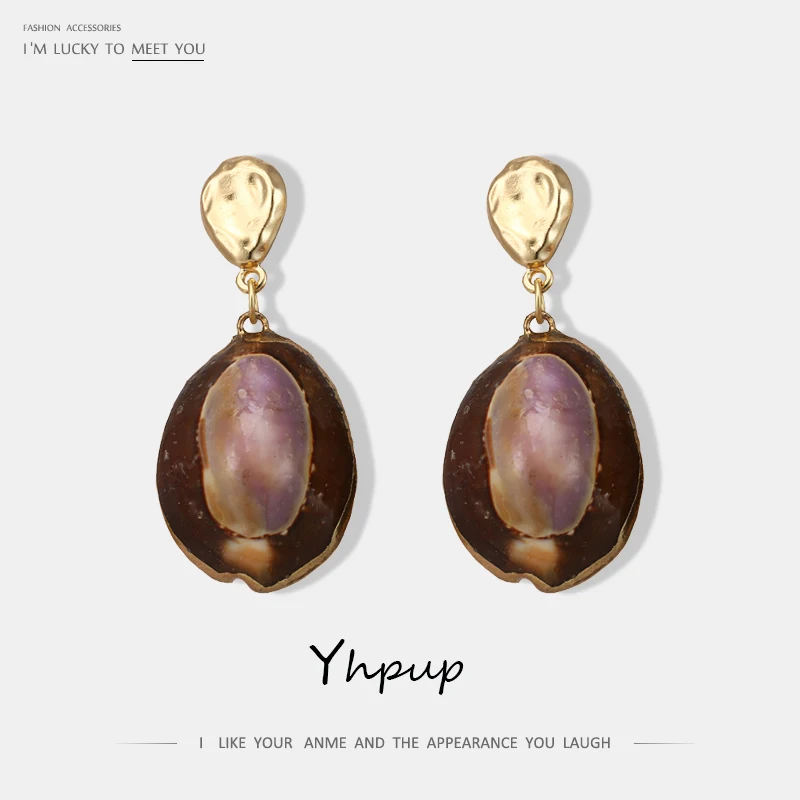 

Yhpup Stylish Natural Shell Dangle Earrings Personality Charm Earrings boucle d'oreille femme 2019 for Women Beach Party Jewelry