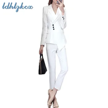 

Blazer and Pants Two Piece Women Clothing 2018 Autumn Korean Office Temperament Lady Slim Fashion Chic Pant Suits Feminino LD668