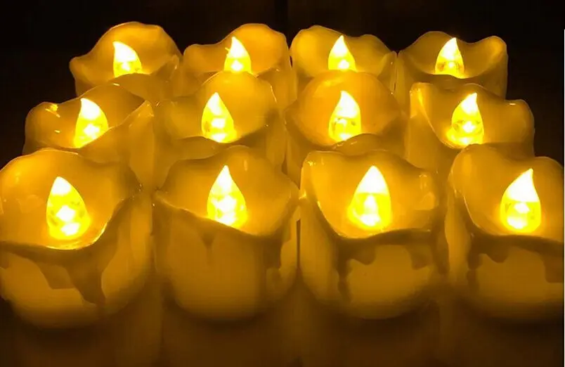 16pc/lot Yellow Flicker Wax Droped Cheap Candles Tear Drop Tea Light