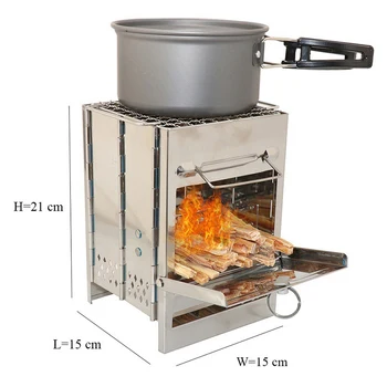 

Camping Wood Stove Portable Outdoor Folding Stainless Steel Wood Stove Burning for Backpacking Survival Cooking Picnic Hunting