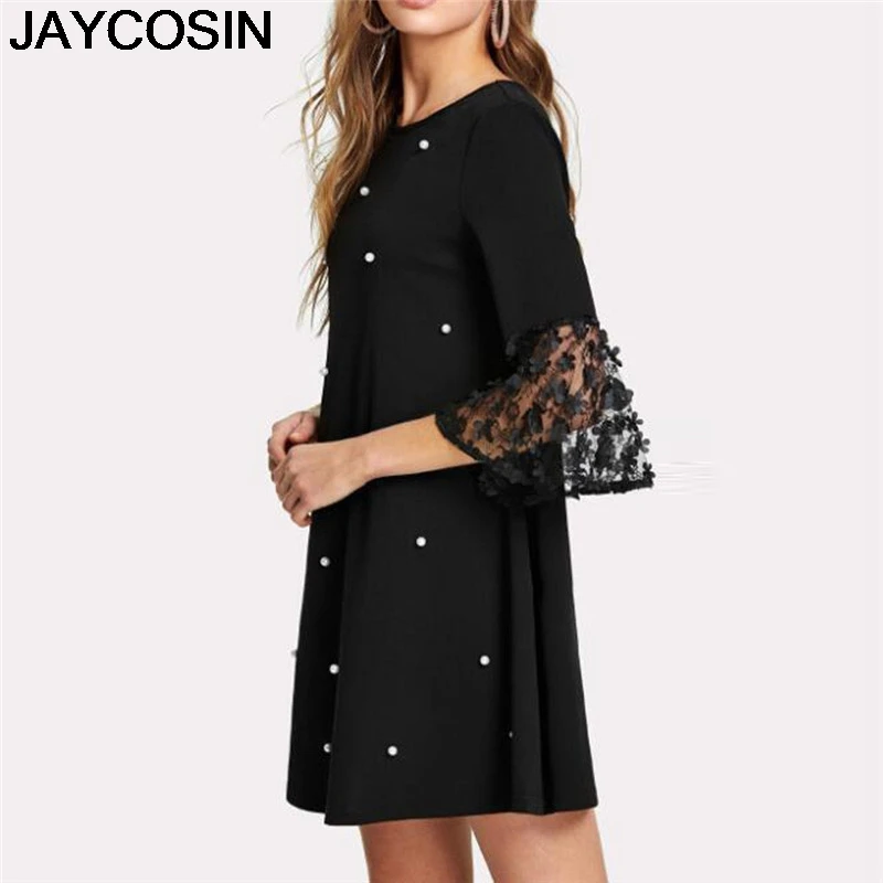 JAYCOSIN новое летнее женское платье плюс размер в горошек с О-образным вырезом с вырезами три четверти рукав платья Vestido jy9