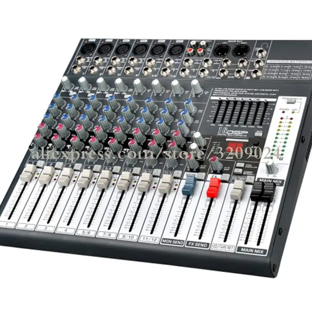 Digital Microphone Mixer with Analog Effect 8 12 16 Channel KTV Stage